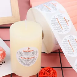 Warning Labels for Candle Easy Peel Off Sticker Adhesive Safety Use Circle Heart Star Flower Shape DIY Wax Candlelight Homemade