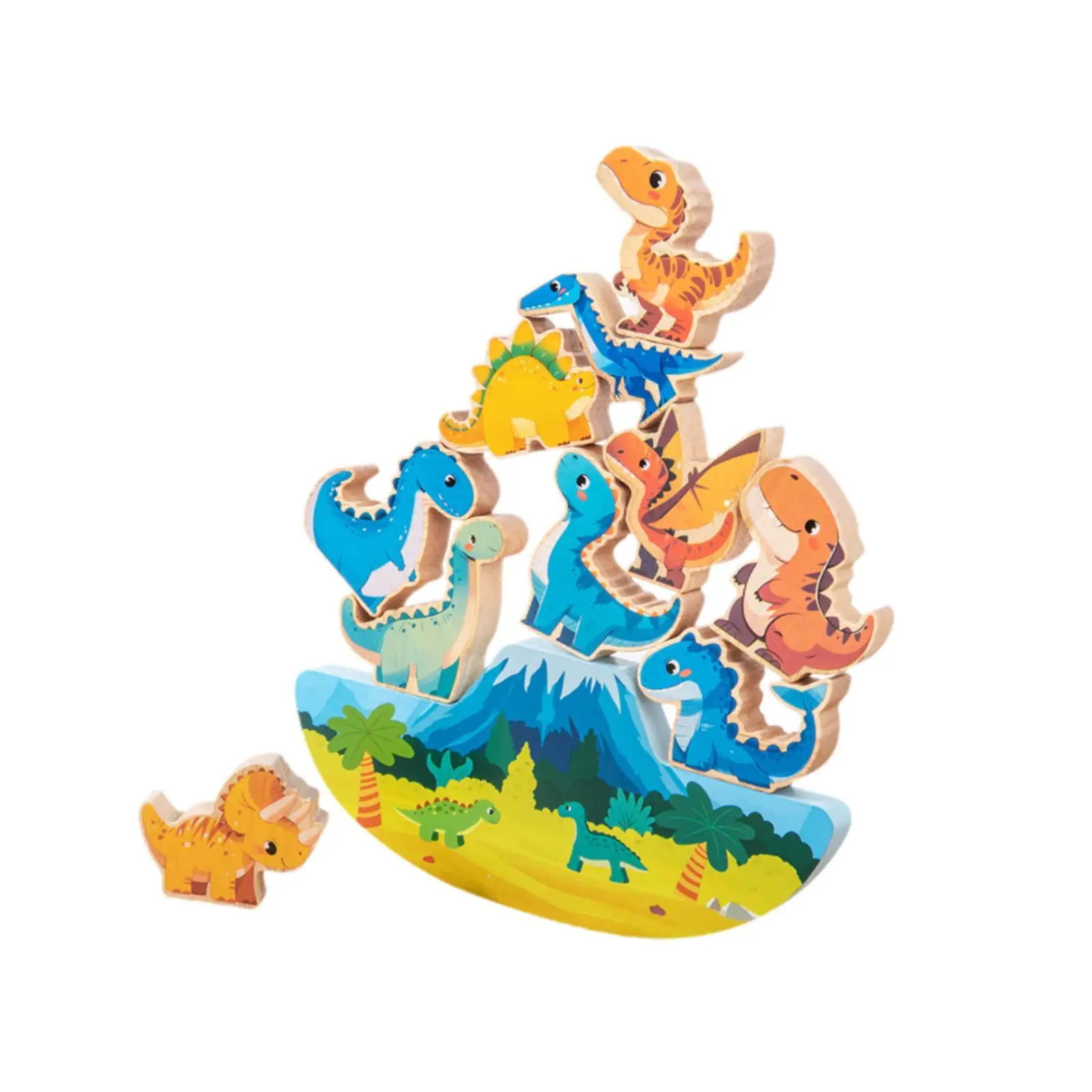 木製恐竜スタッキングおもちゃ 丈夫な就学前学習活動 細かい運動能力のバランスゲーム 男の子 女の子 誕生日プレゼント用