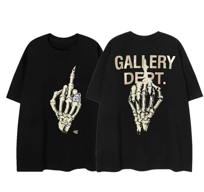 2026 new Vintage Skeleton Hand Art Print T-shirt Men Loose Fit Short Sleeve Hip Hop Tops