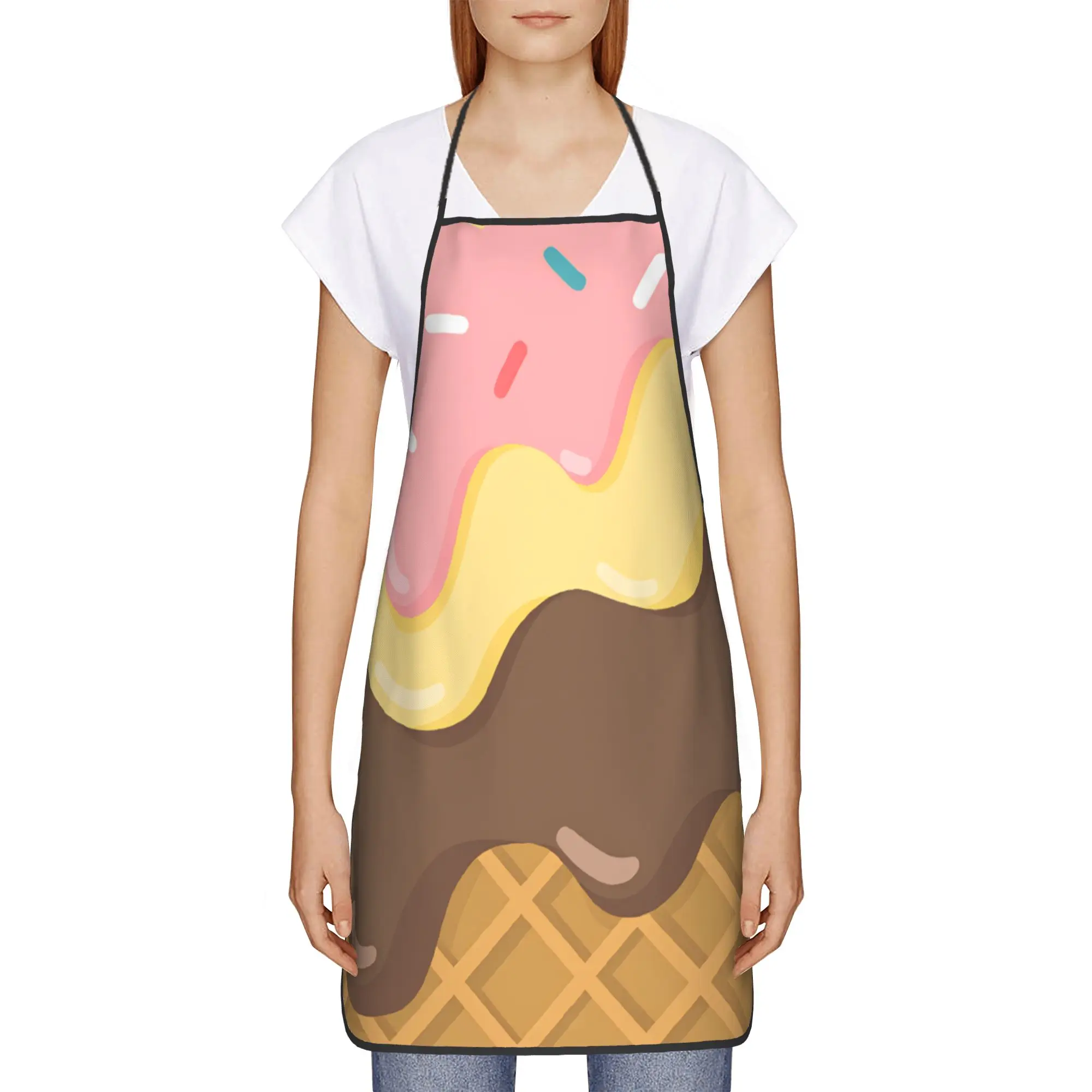 Ice Cream  Apron  Barber Restraunt Kitchen Accessories Household Fashionable Aprons without Pocket