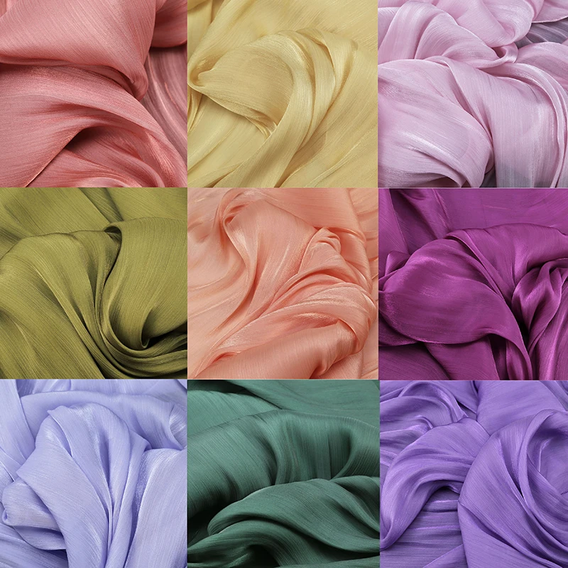 145CM Width Muiti-colors Soft Crystal Satin Silky Fabric for Blouse Dress Designer  Tiuuse for Hanfu