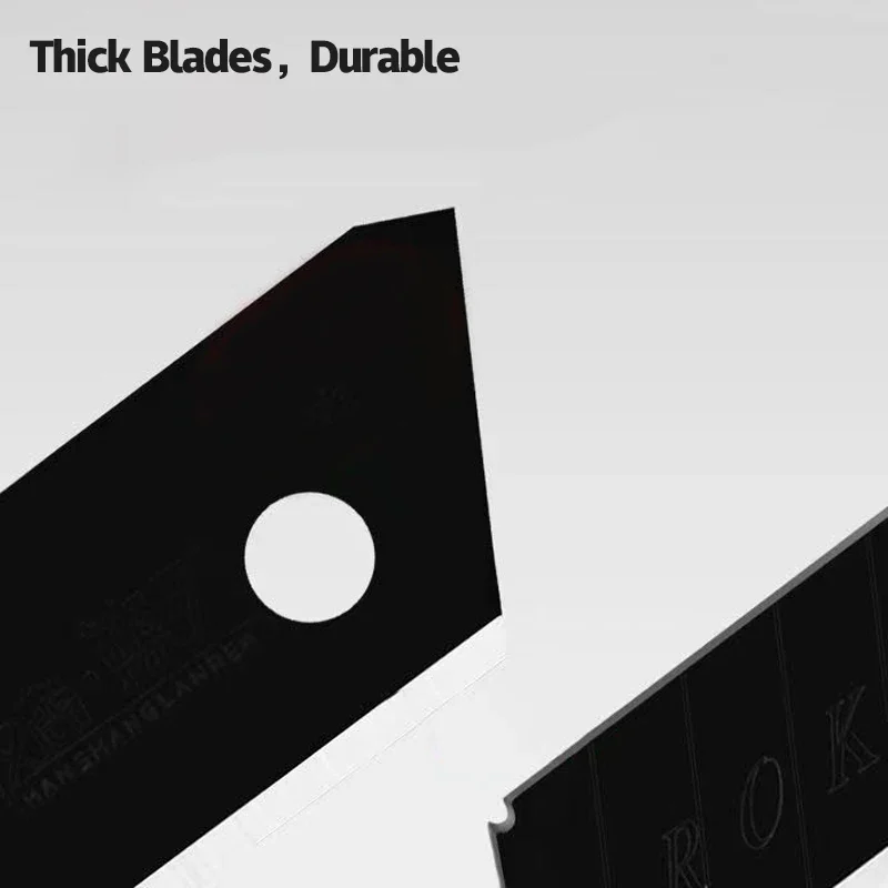 10/100 Stück, 100 mm x 18 mm, Ersatzklingen für Universalmesser, aus Kohlenstoffstahl, schwarz, zum Basteln, für Büroarbeiten und zum Schnitzen. – Detail 9
