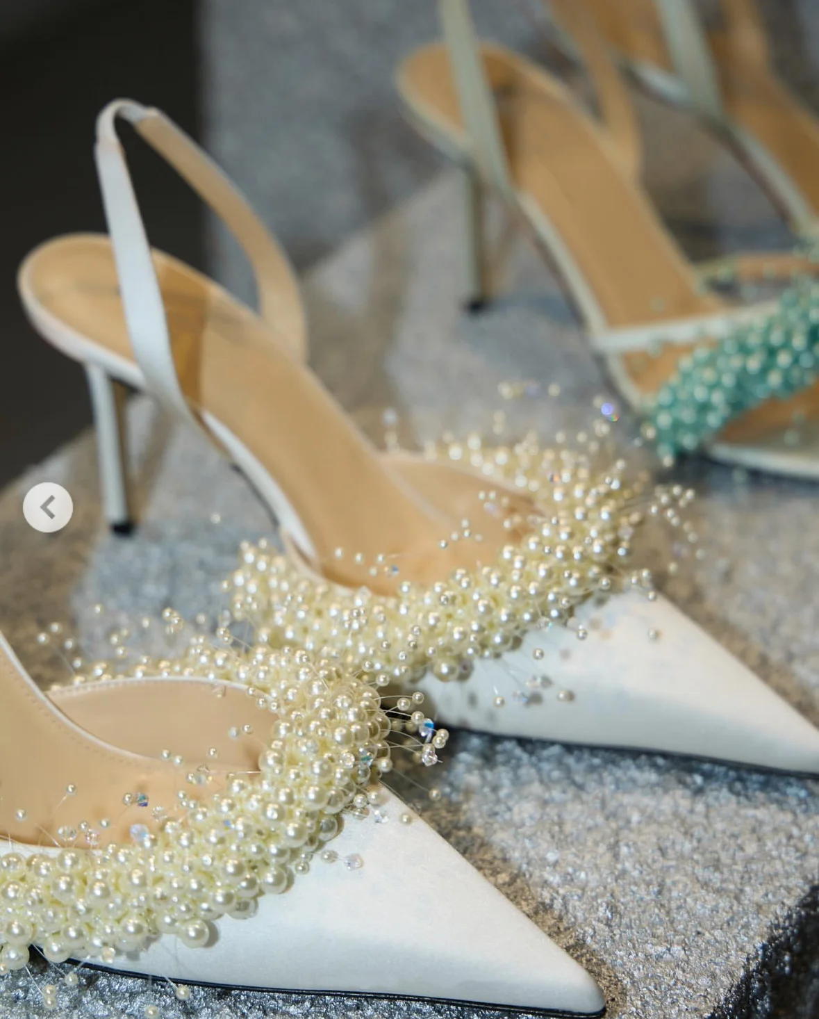 

New Spring/summer Women's French White Pointed Stiletto Shoes Pearl Embellishment Aknle Strap Elegant Banquet Slingback Pumps