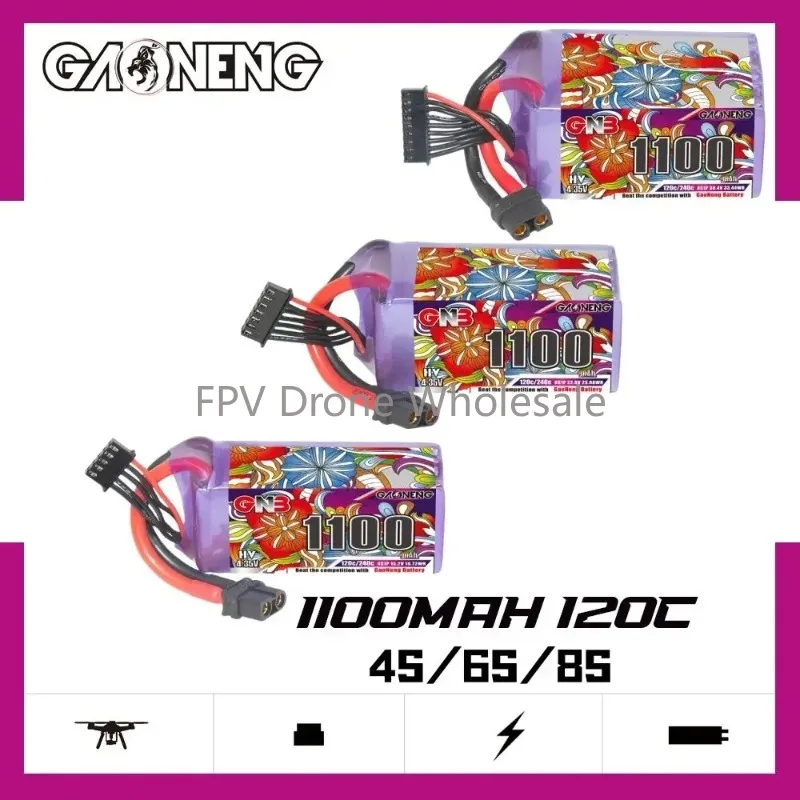 GAONENG GNB 1100mAh 4S/6S/8S 15.2V/22.8V/30.4V 120C HV LiPo Battery With XT60 Plug For Long Range FPV Racing Drone Helicopter