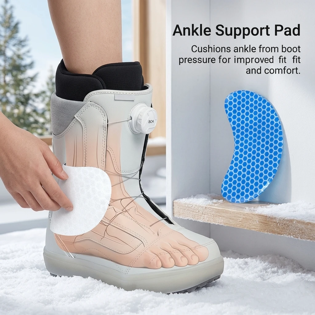 Shock Absorbing Heel Pad Soft Silicone for Ski Boots Anti Friction Gel Cushion Breathable Reusable Hiking Boot Inserts