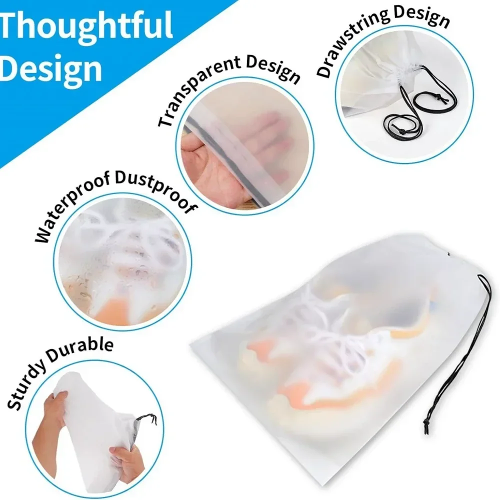 Portable Shoe Storage Bags, Eco-Friendly Drawstring Design