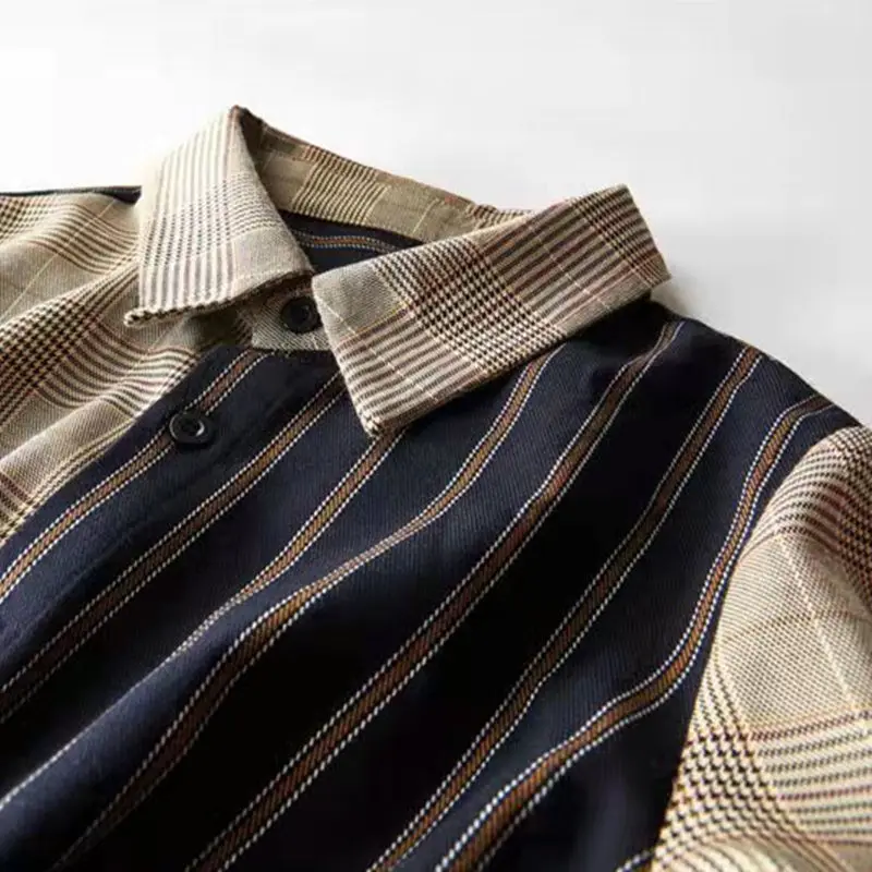 Phụ Nữ Văn Phòng Kẻ Sọc In Chắp Vá Vành Đai Nút Dresses Mùa Xuân Mùa Thu 2022 Mới Dài Tay Áo Polo-Cổ Midi Dress Phụ Nữ của Quần Áo