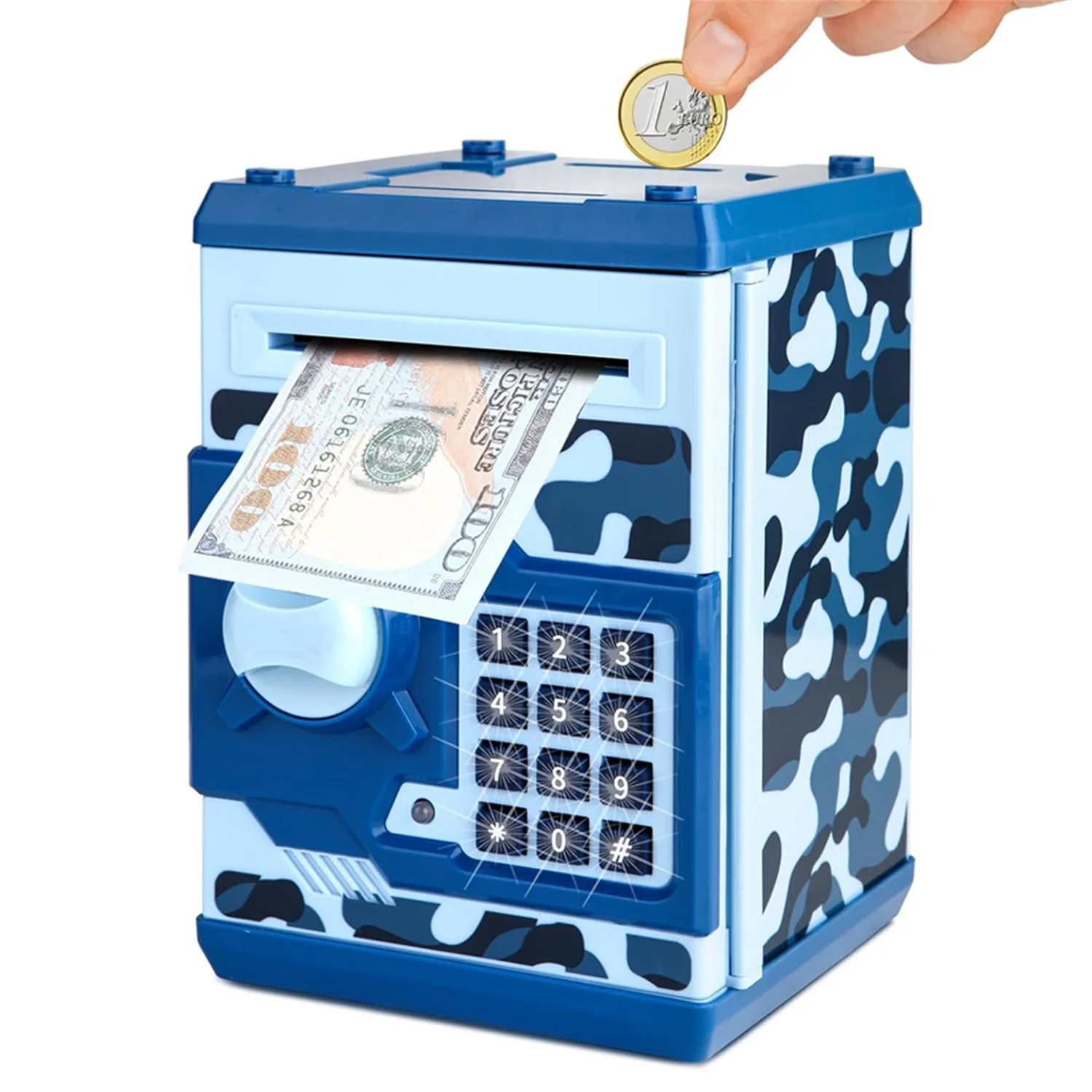 Geldautomat-Münzbank mit Passwort, Automatische Geldspardose mit Codierungs-Schloss, Elektronische Spardose für Kinder, Jugendliche und Erwachsene
