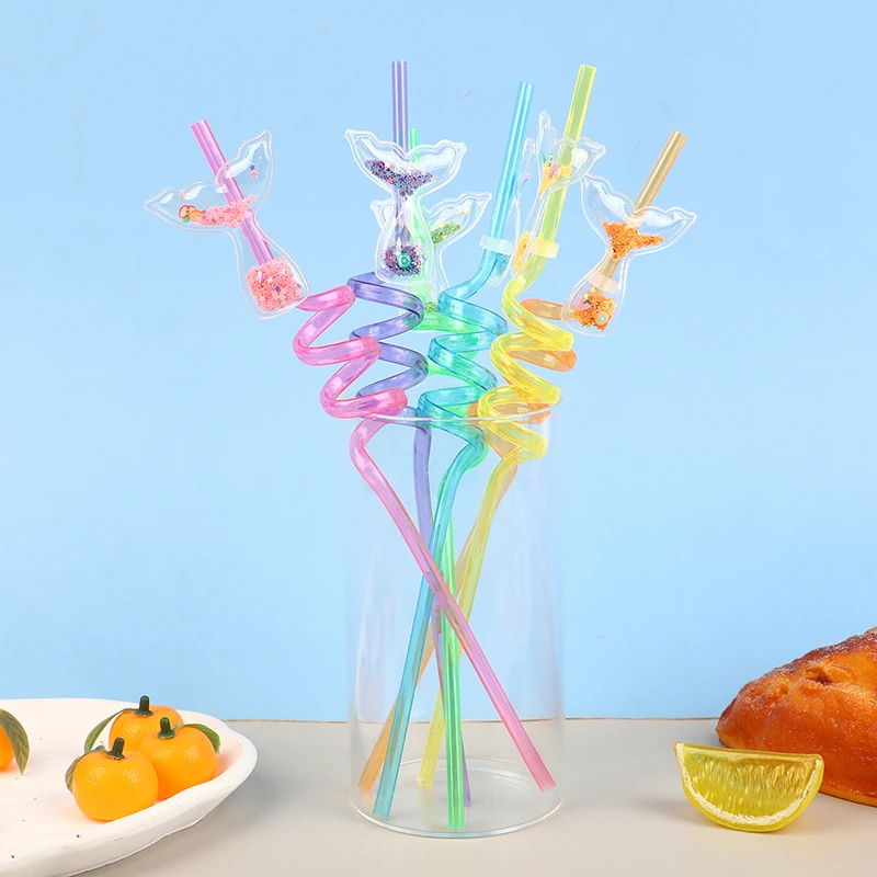 

1Pc Cartoon Food-grade Plastic Drinking Straws Kids Birthday Party Decor Tableware Colorful Reusable Eco Straws