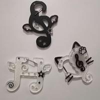 Cartoon Cute Cat Black White Keychain Musical Notes Carabiner Keychains Acrylic Backpack Hanging Pendant Accessories Gifts
