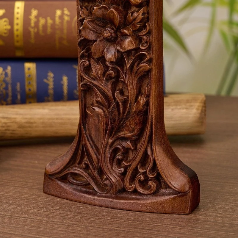 High Quality Solid Wood Rose-Shaped Cross Ornament, Home Decor, Handcrafted Artwork Vintage Ornament