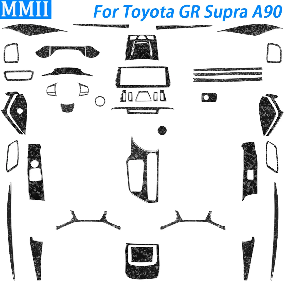 For Toyota GR Supra A90 2020-2023 Forged Carbon Fiber Gear Shift Air Outlet Window Lift Set Car Interior Accessories Sticker