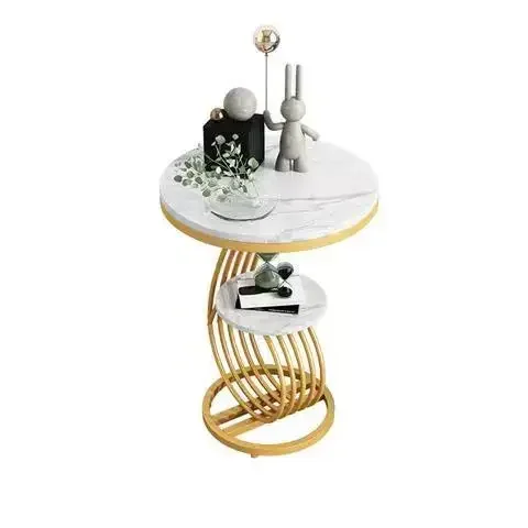 Safe Nordic Round Coffee Table, Large Book Size, Luxurious Golden Nordic Hall Side , Bedside Dressing Table, Night Small Table