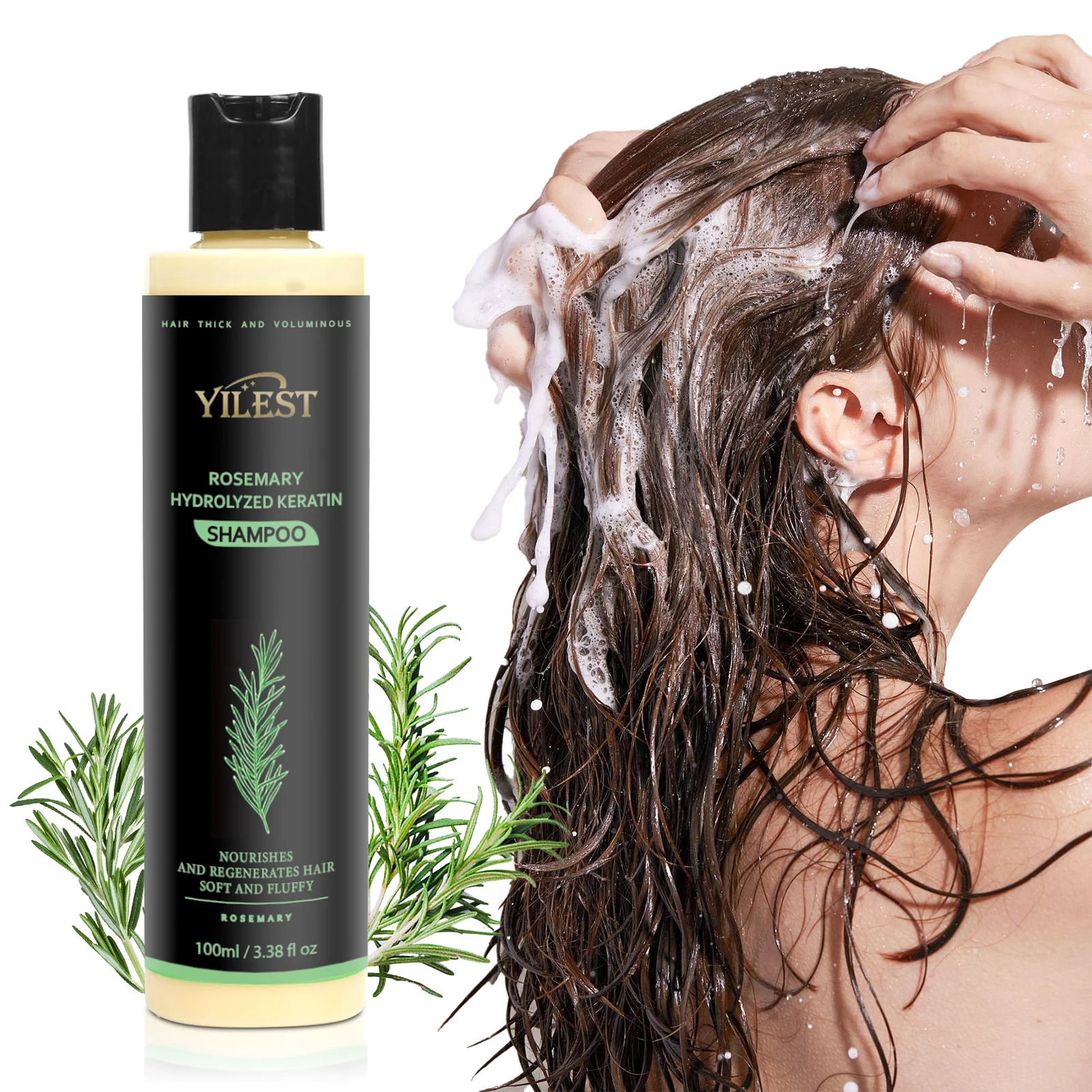 

100ml YILEST Rosemary & Hydrolyzed Keratin Shampoo for Hair Growth – Nourishes, Thickens & Volumizes Damaged Hair