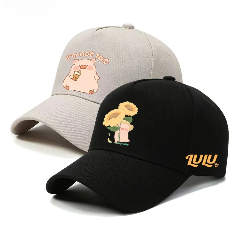 

Очаровательная розовая бейсболка LULU с мультяшным поросёнком, унисекс, для подростков и взрослых, для активного отдыха, велоспорта, повседневная, с круглой тульей, из хлопка