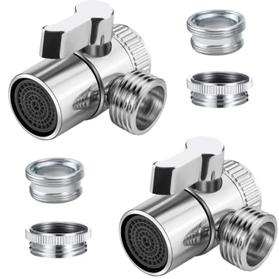 

Tsinhwang 2 PACK Faucet Diverter Valve with Aerator, Brass Sink Faucet Splitter, Connect with Shower Hose/Garden Hose/Portable
