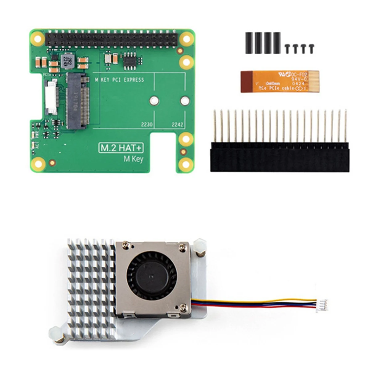 PCIE to M.2 HAT Expansion Board with Cooler for NVME 2230/2242 Size M.2 Solid State Drive for Raspberry Pi 5 Accessories