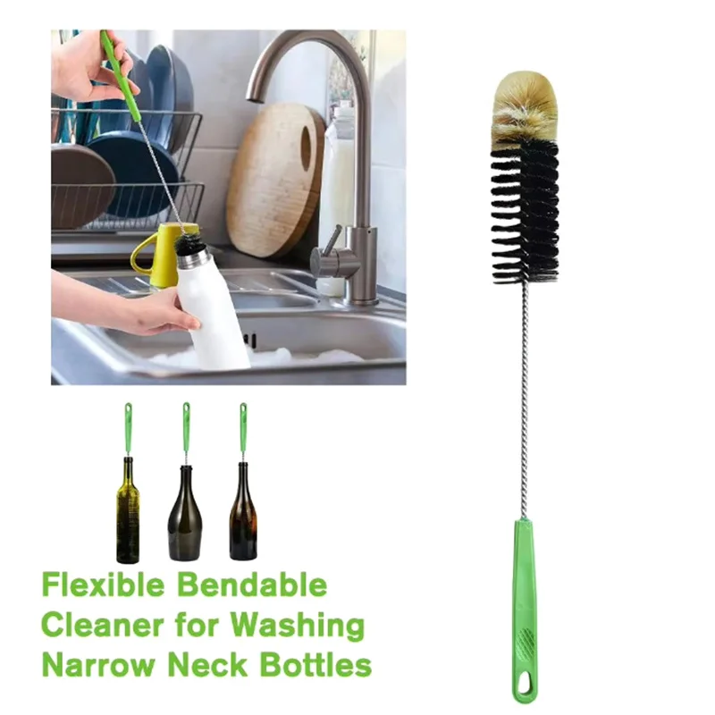 1PC 40cm Long Handle Water Bottle Brush Flexible Bendable Cleaner For Washing Narrow Neck Bottle Wine Decanter Beer Brewing Sup