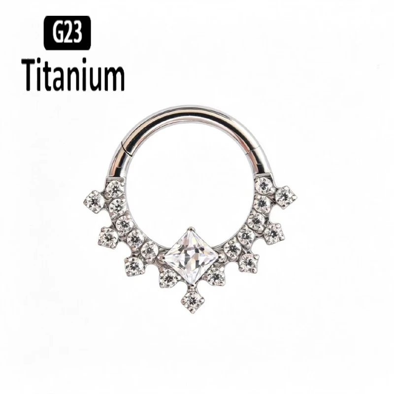 G23 Titanium High Quality Plane CZ Septum Hoops Piercing Clicker Nose Rings Segment Tragus Cartilage Daith Earrings Body Jewelry - view 4