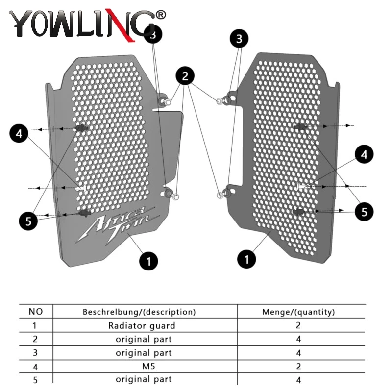 

For Honda CRF1000L CRF 1000 L Africa Twin / Adventure Sports 2016-2017-2018-2019 Motorcycle Radiator Grill Guard Cover Protector