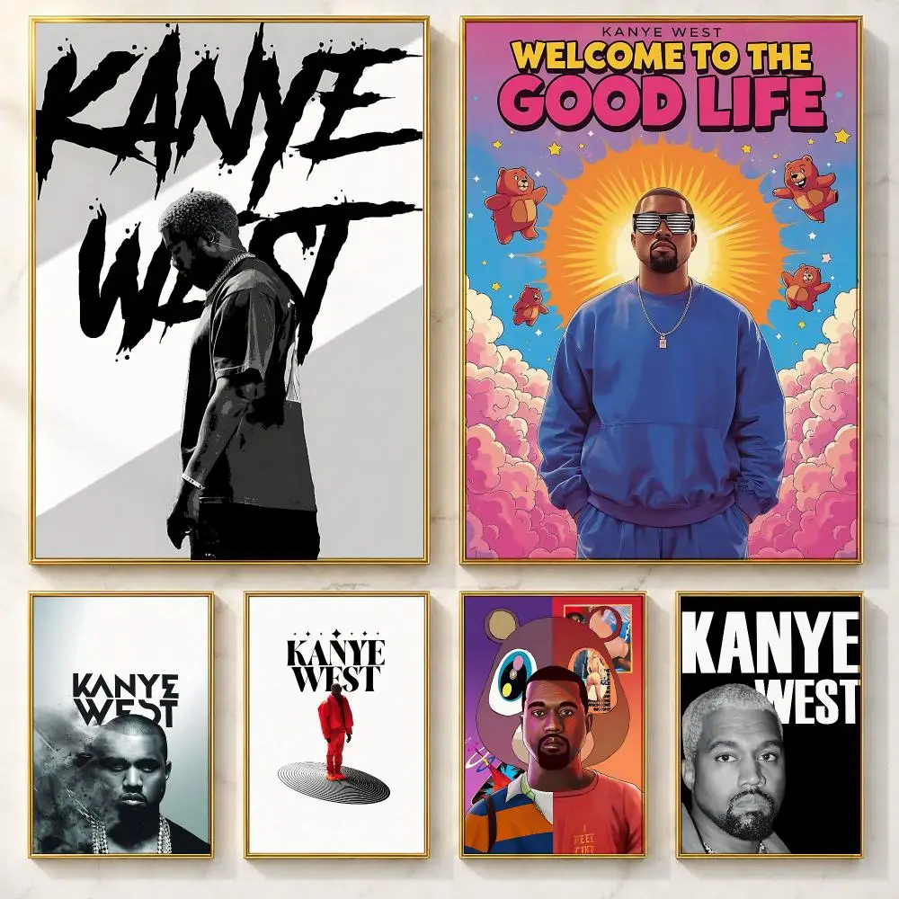 Viral Singer K-Kanye WestS Poster Self-adhesive Art Poster Decoracion Painting Wall Art White Kraft Paper Home Decor