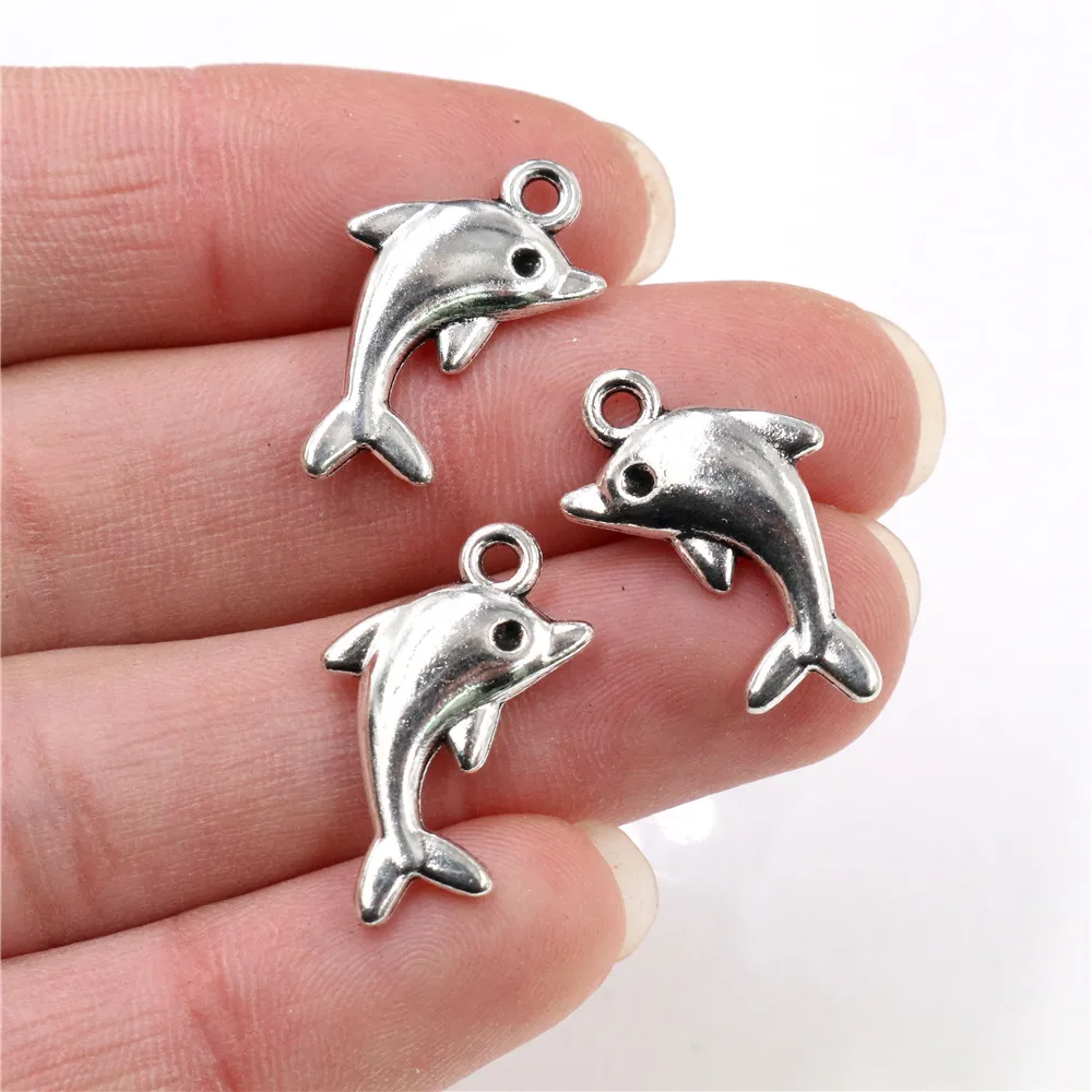 23x13mm 15 sztuk Antique Silver Plated delfin Handmade Charms wisiorek: DIY dla bransoletki necklace-Q5-22