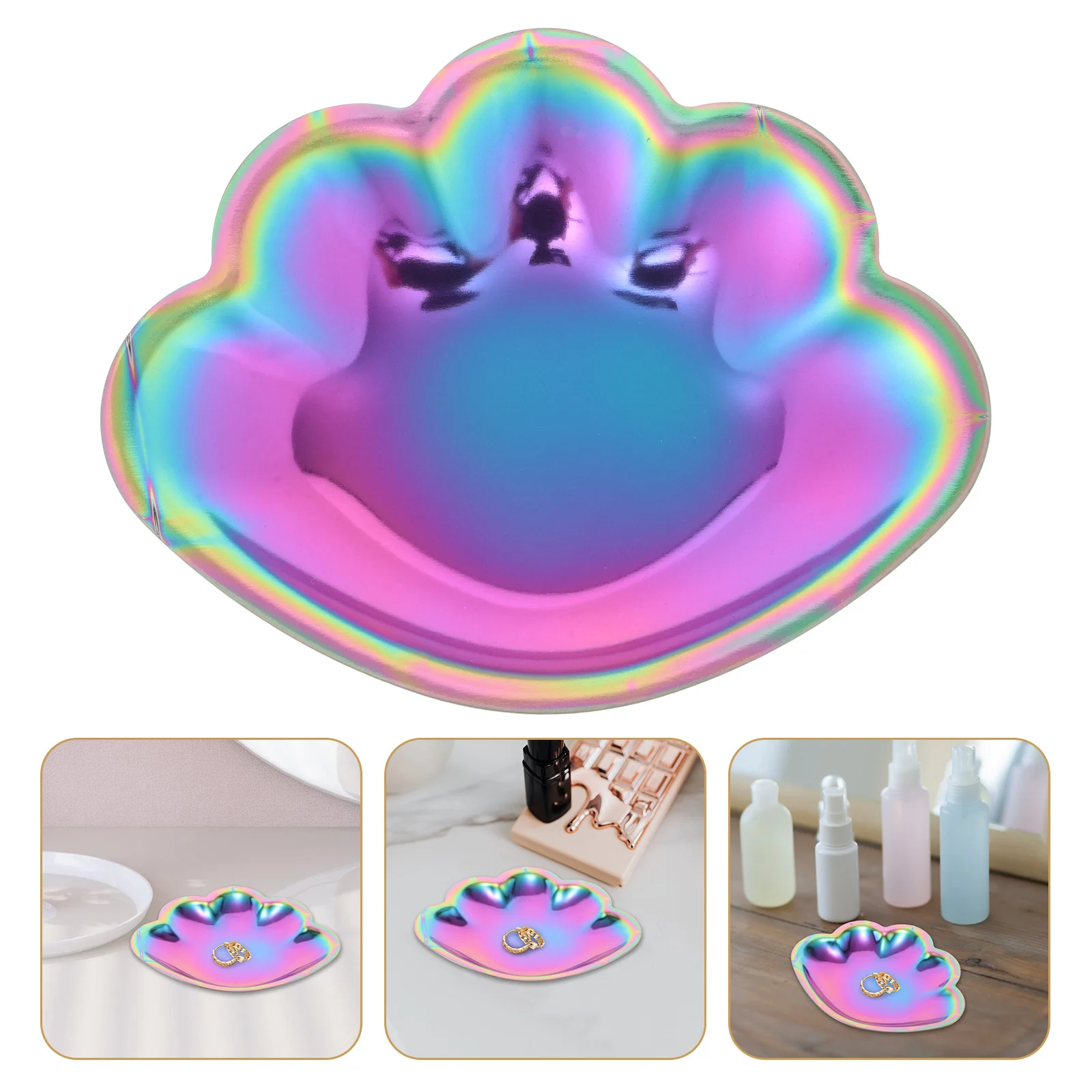 

Stainless Steel Jewelry Tray Shell Design Trinket Dish Organizer for Vanity Decor Metal Tray