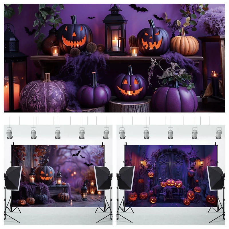 

Happy Halloween Backdrops Photography Witch Castle Forest Pumpkin Scene Party Baby Photo Photographic Background Photo Studio