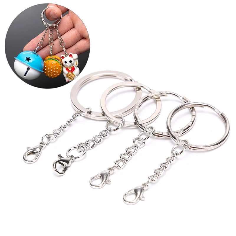 10Pcs/Set Polished Silver Color Key Chains Stainless Alloy Circle 25/30mm Keyrings Jewelry DIY Key Chains Accessories