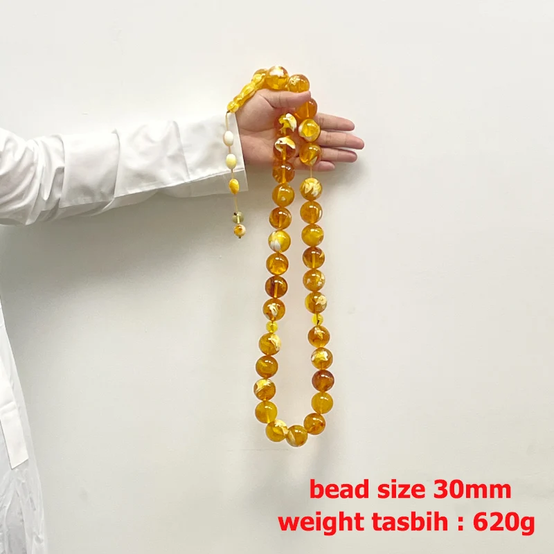 Tasbih men Super Big size Yellow Resin with insect beads muslim bracelet islamic high quality Arabic Misbaha rosary bead
