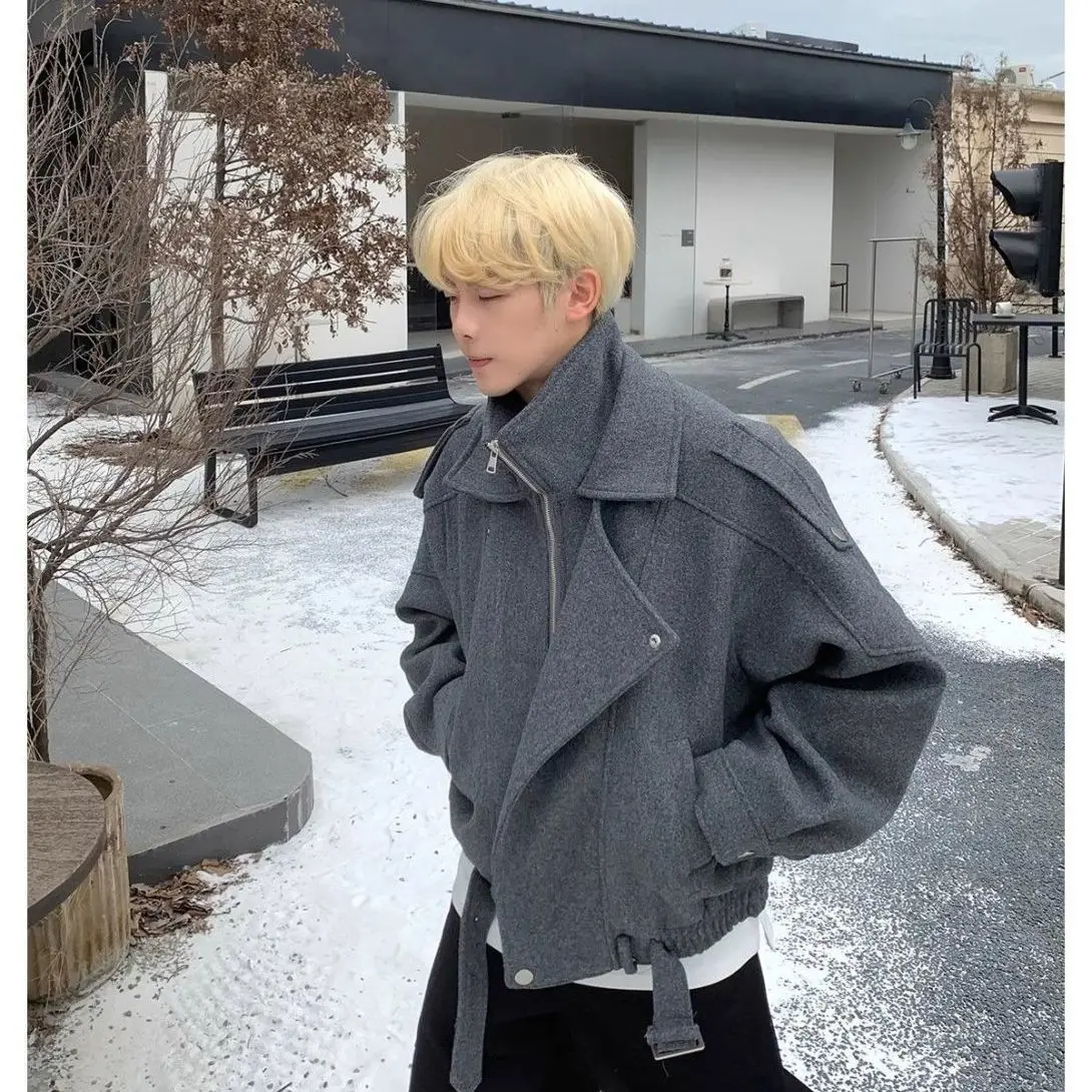 

Мужская элегантная куртка из шерстяной смеси, оранжево-желтого цвета, модная повседневная, с длинными рукавами, на пуговицах, приталенная, осенне-зимняя