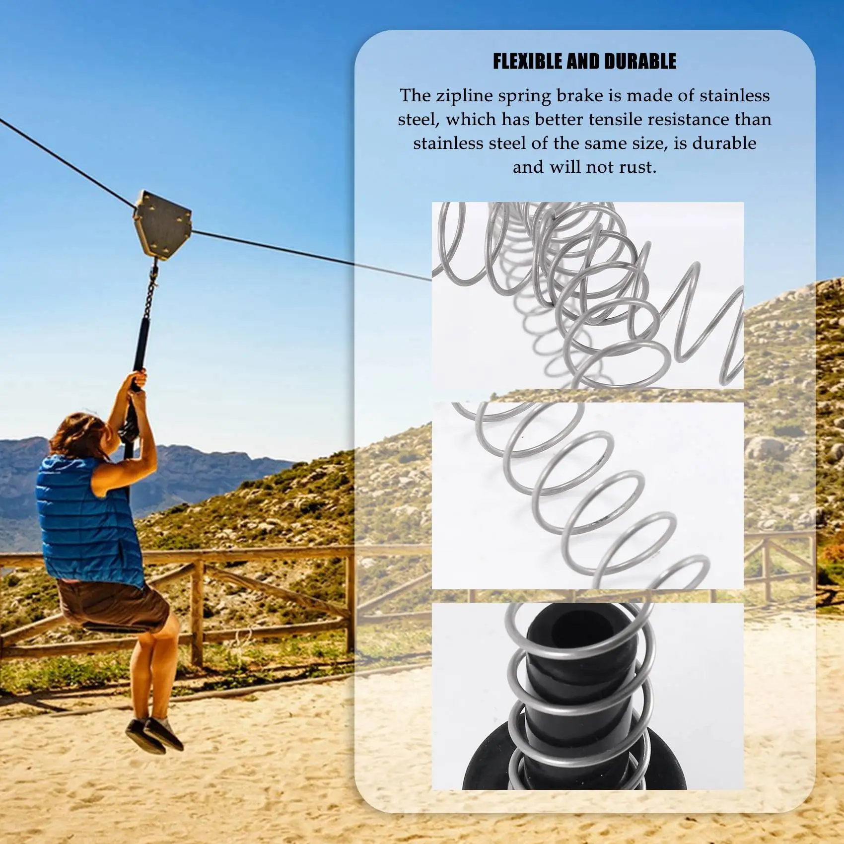 Zipline Spring BRAKE 165cm เบรคสแตนเลสอุปกรณ์ซิปไลน์เบรคหน้าที่หนัก zipline ความเร็วลดเบรกสปริง