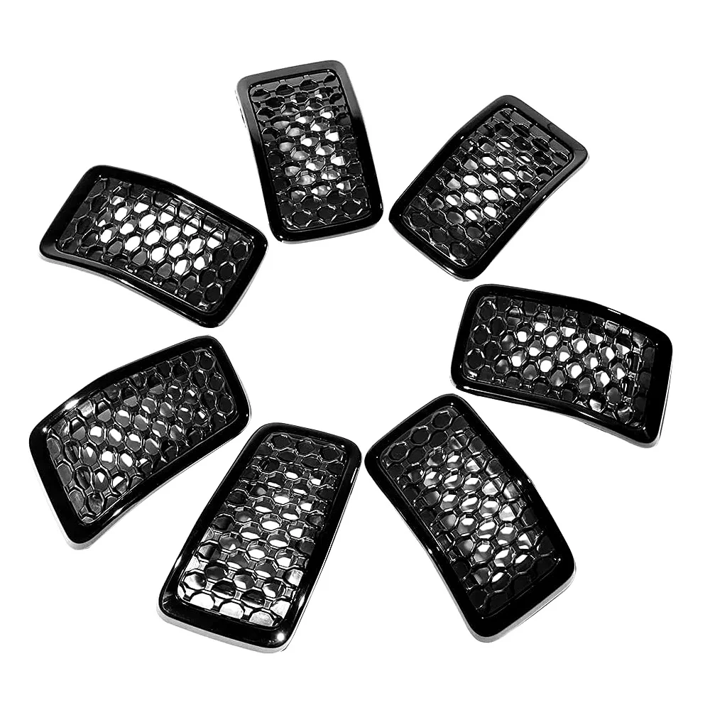 For 2014‑2018 Jeep Cherokee 4‑Door 7Pcs Black Mesh Front Grille Insert Cover Trim Moulding Kit Car Exterior Styling Auto Parts