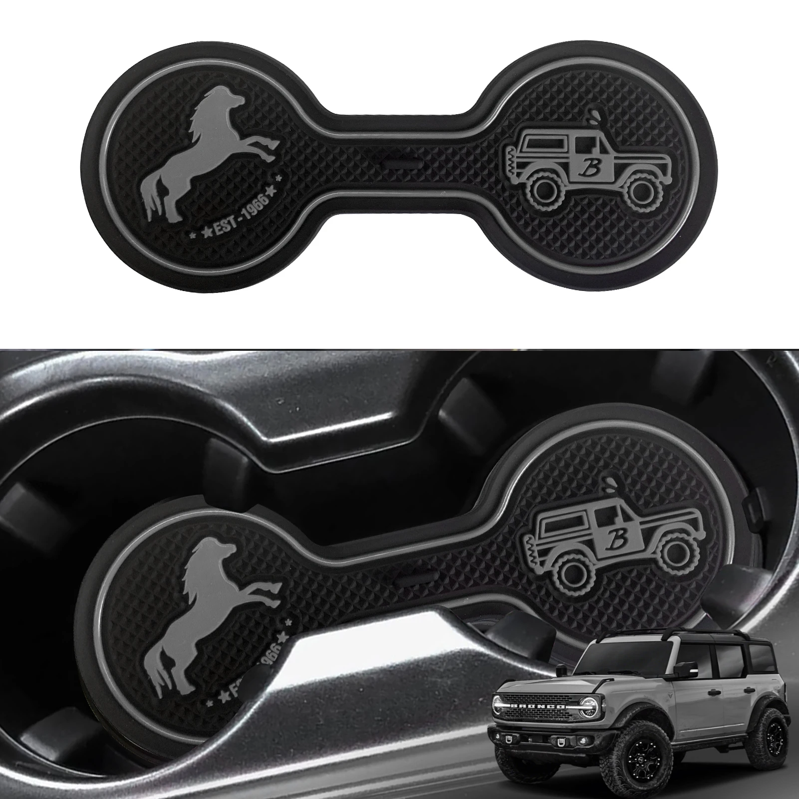 Car Cup Coaster for Ford Bronco 2020 2021 2022 Soft Drink Cup Holder Anti-slip Pad Daily Interior Accessories
