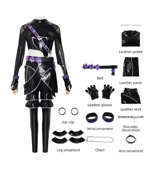 Disfraz de Halloween KPop Mira, peluca, abrigo negro, traje para cantar, disfraz de promoción de canciones, Halloween para mujer