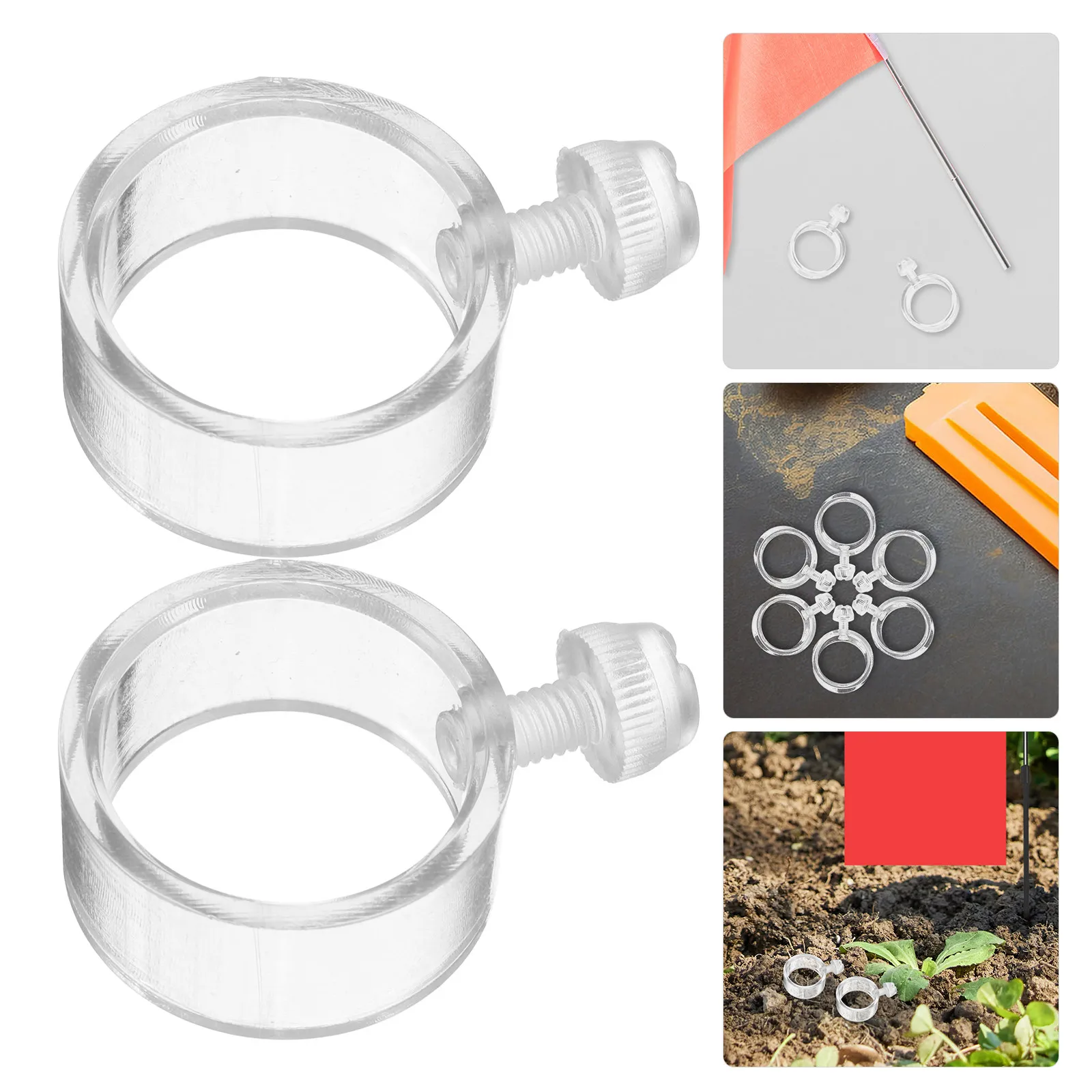 6Pcs Plastic Flagpole Rings and Hooks Flag Retaining Clips for Garden Flagpoles Boat Yacht Outdoor Use Reusable Easy Clean