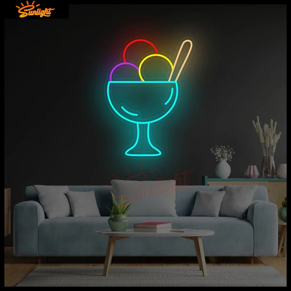 LED néon sinal bola em um vidro, luz personalizada, Retro Cream Shop