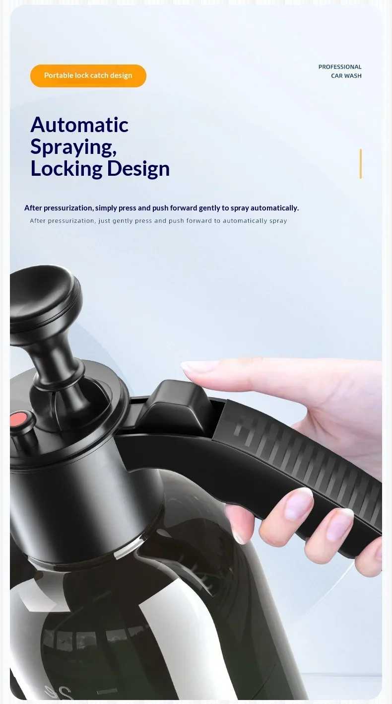 2L Manueller Schaumsprüher, Hochdruckpumpflasche für Autowäsche, Haushalts- und Außenreinigung – Detail 6