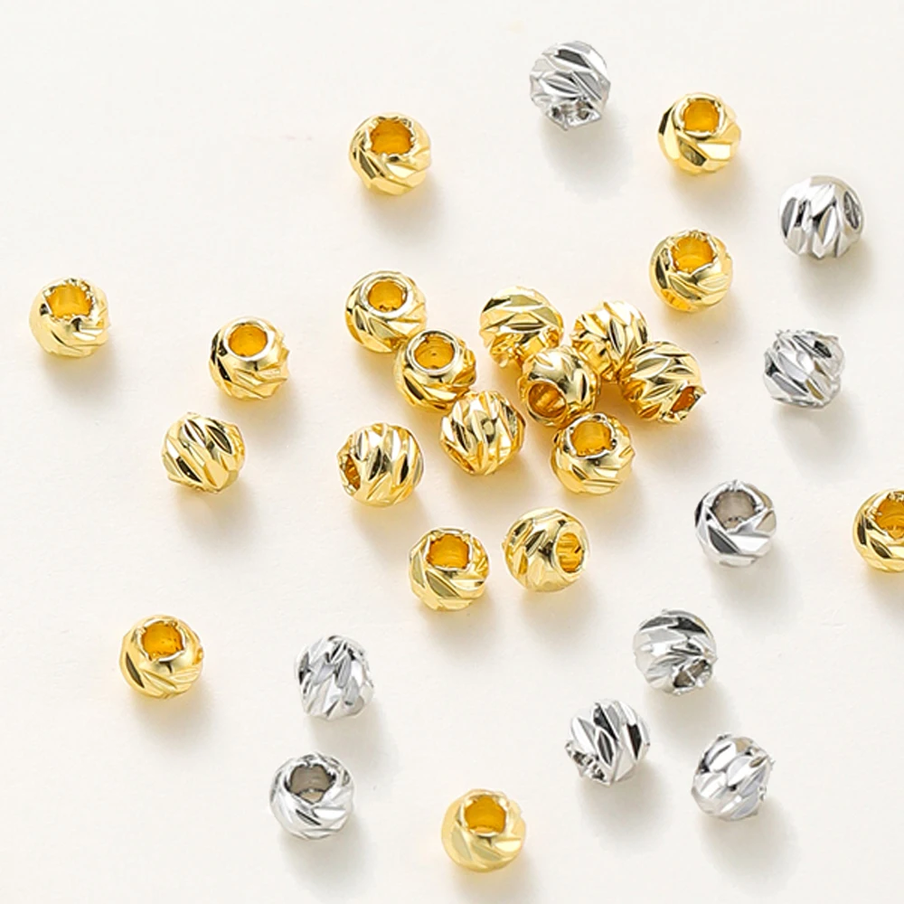 20 teile/los 18 Karat vergoldet gestreiften Schnitt Blumen perlen Ohrring Halskette lose Spacer Perlen Bulk für DIY Schmuck Großhandel Ergebnisse