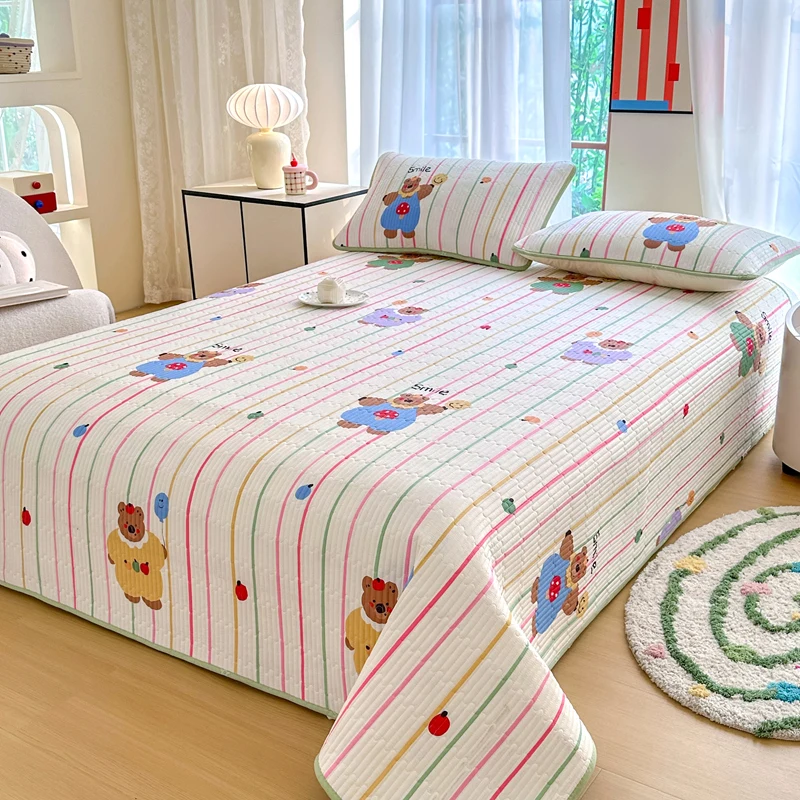 Bonenjoy Pure Cotton Bed Cover Cartoon Bedspread Adults Kids Room Mattress Protector Thicken Bed Linen 침대커버 (No Pillowcase)