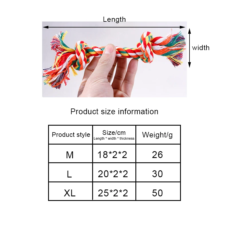 반려견 물기 밧줄, 이중 매듭 코튼 밧줄, 재미있는 고양이 장난감, 물기 방지 및 날카로운 이빨, 반려동물 용품, 강아지 장난감, 무작위 색상