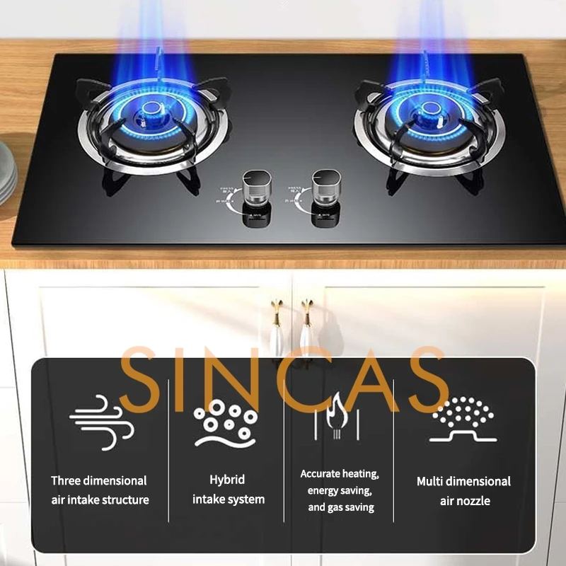 Dual Stove Gas Stove Household Embedded Natural Gas LPG Stove Fierce Fire Stove Desktop Dual-Use Kitchen Energy Conservation