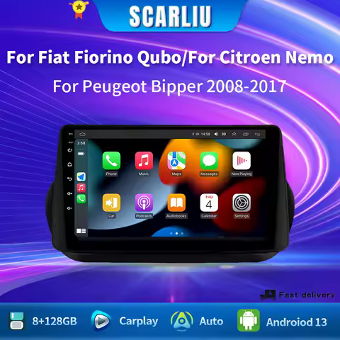 Android 13 Radio For Fiat Fiorino Qubo For Citroen Nemo For Peugeot Bipper 2008-2017 Car stereo Multimedia Player Carplay Auto