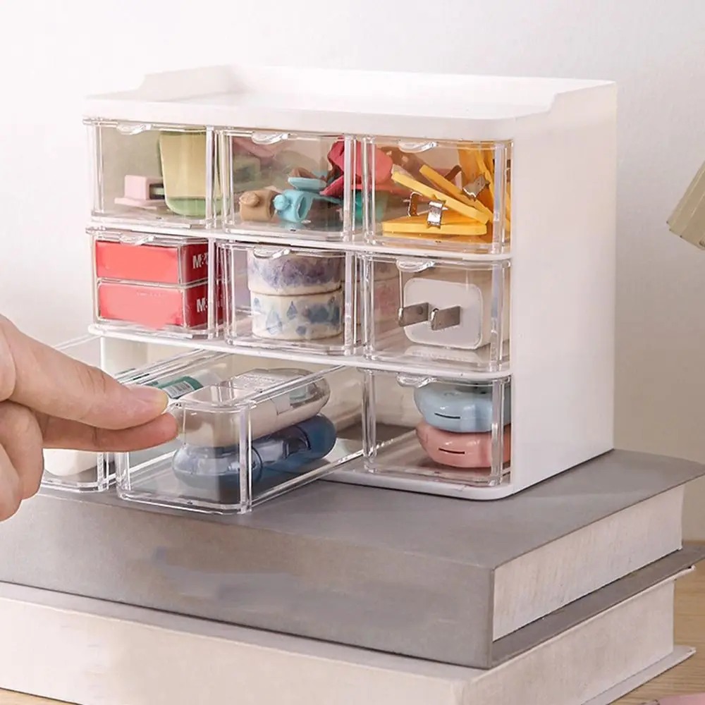 Plastic Desktop Storage Boxes Drawer Style Large Capacity Stationery Storage Box Space Saving Dustproof Jewelry Sorting Box