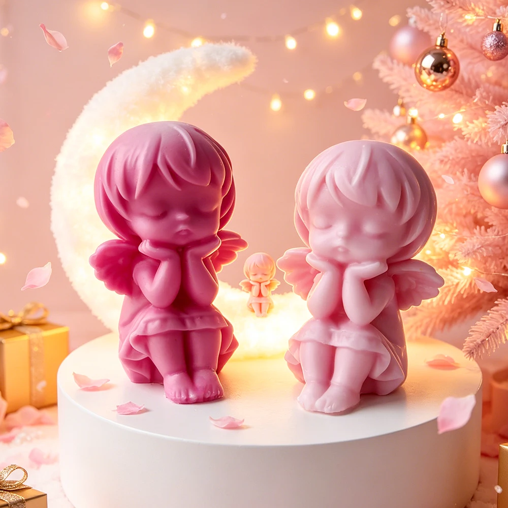 DIY Angel Form Aroma Candle Silicone Mold Handmade Plaster Casting Epoxy Resin Crafts Mold Soap Candle Making Supplies