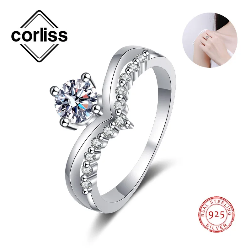 

Corliss D Color Moissanite S925 Crown Ring Engagement Wedding Silver Women Hole Fine Jewelry Rings Lady Girl Gift Wholesale