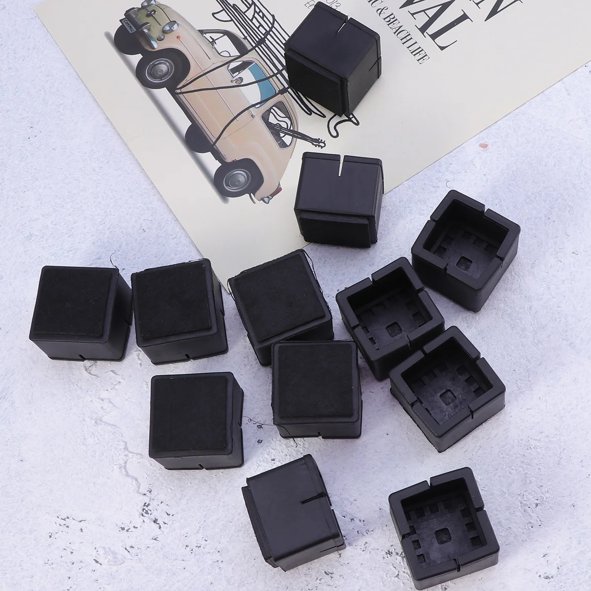 

12Pcs Square Chair Leg Caps Silicone Floor Protectors No Adhesive Needed Furniture Feet Covers Scratch Proof Pads