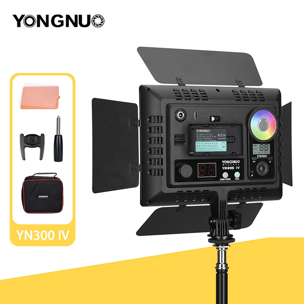 YONGNUO YN300IV LED RGB Full-Color Fill Light 3200K-5600K LED Camera Video Light with AC Adapter for Studio Video Photography