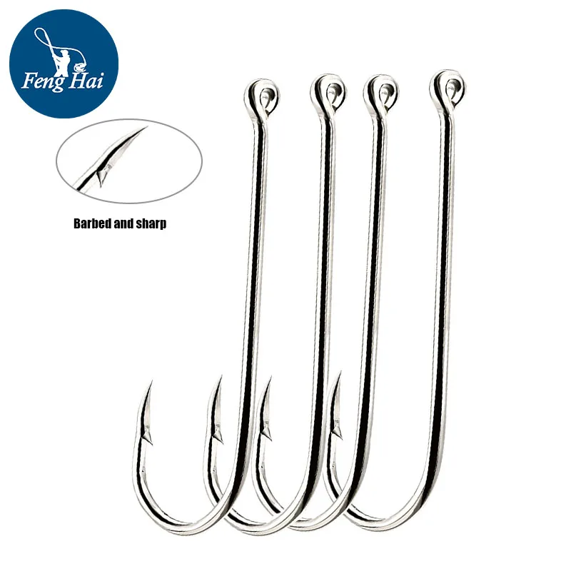 High Carbon Steel Hooks Aberdeen Extended Straight Shank Fine Wire Barbed Tube Hooks Long Shank Sea Fishing Hooks Worm Hooks