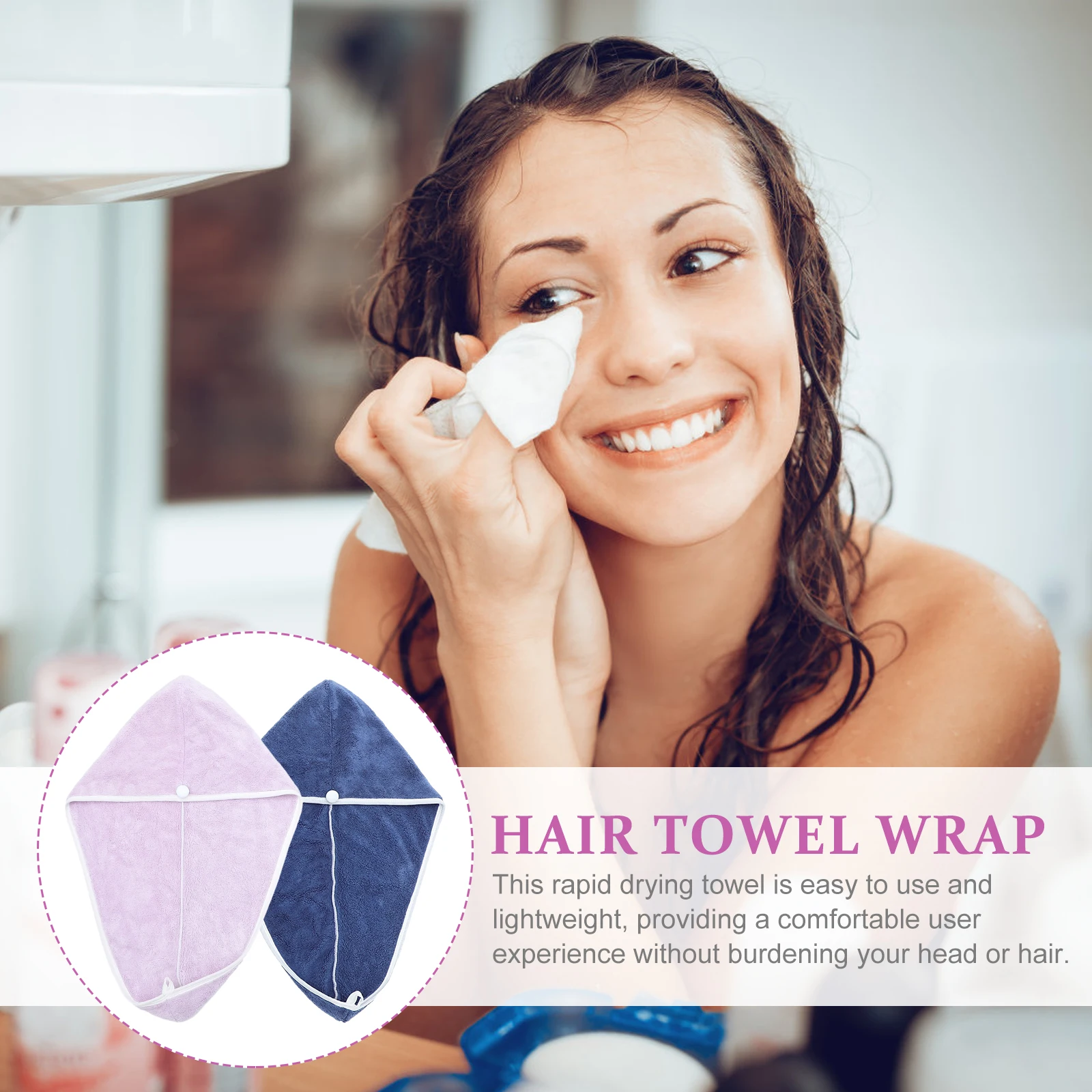 

2Pcs Hair Drying Towel Cap Absorbent Wrap Head Towels Women Wet Fiber Turban Quick Dry Bathing